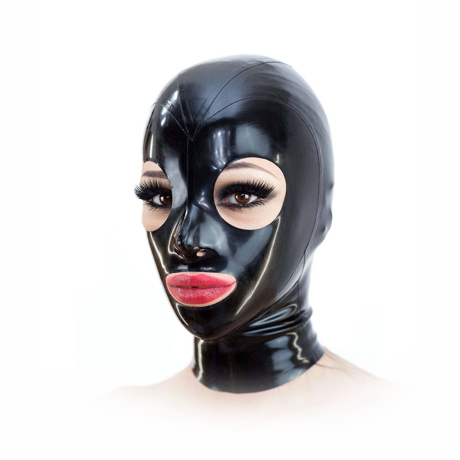 Black Latex Hood Back Zipper Rubber Mask for Catsuit Clubwear Fetish BDSM 0.4mm