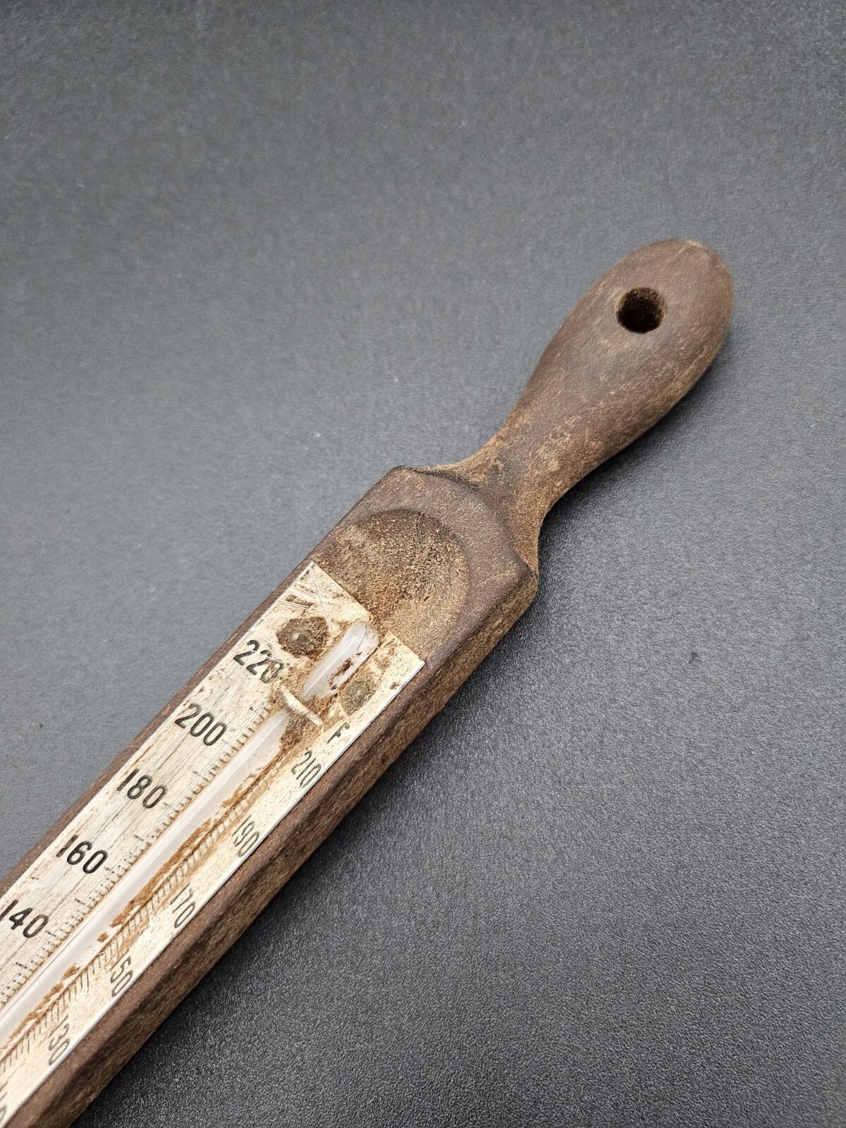 Vintage Antique Wooden Brass Candy Jelly Thermometer Made USA Hand Held