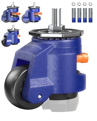 Leveling Stem Casters Set of 4 Heavy Duty 3300 Lbs Total Capacity Blue