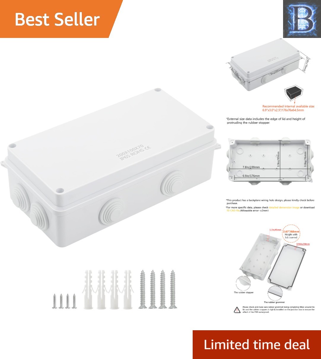 Sturdy ABS Plastic Junction Box Waterproof Dustproof for Electrical Projects