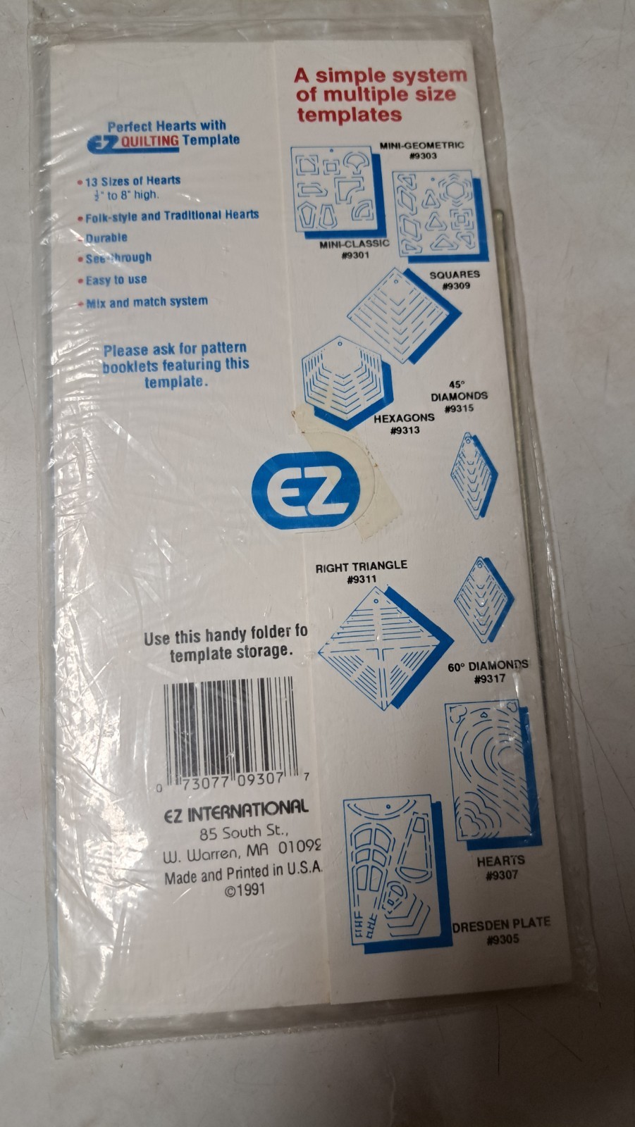 Heart plastic quilting template 13 sizes 1/2" to 8"