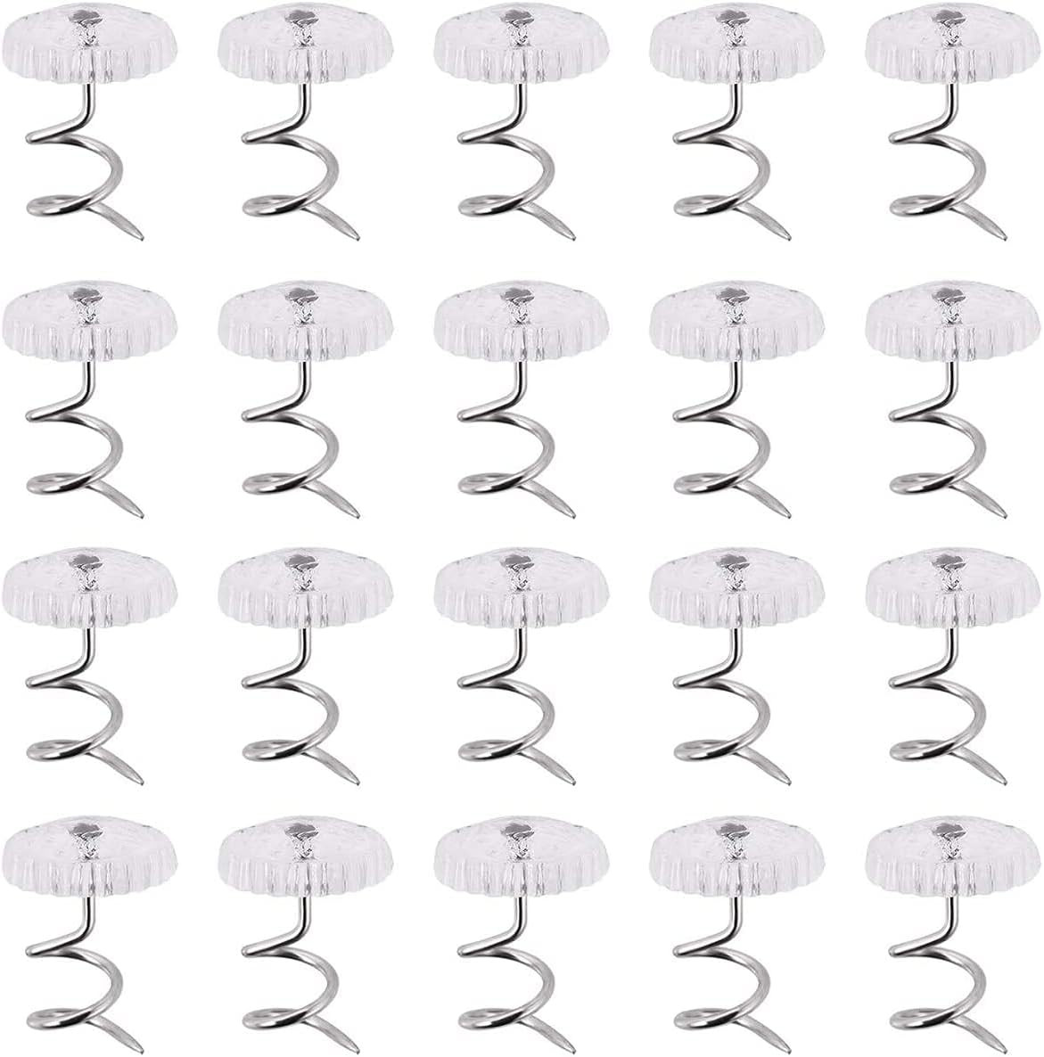 20 Upholstery Pins Bed Skirt Fabric Screws Twist Holders Headliner Tacks Clear ⭐