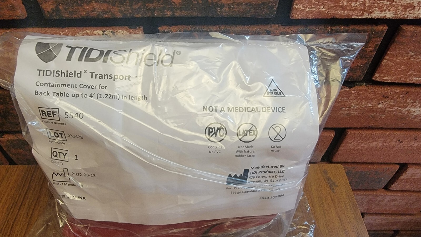 TIDISHIELD 5540 Transport Containment Cover For Back Table Up To 4' (1.22m)