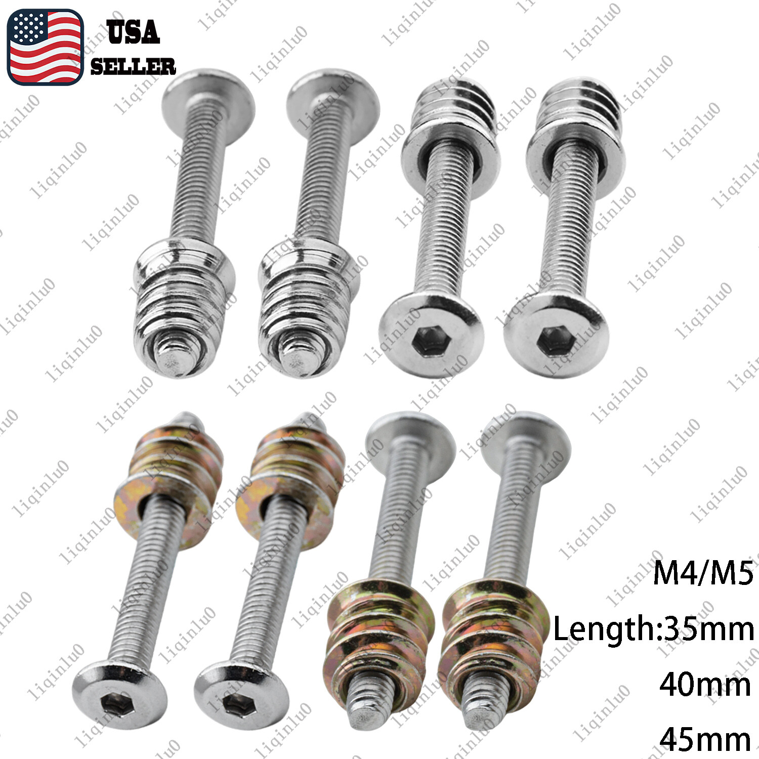 4x Electric Guitar Neck Bolts Screws and Insert kit for Guitar and Bass - M4 &M5