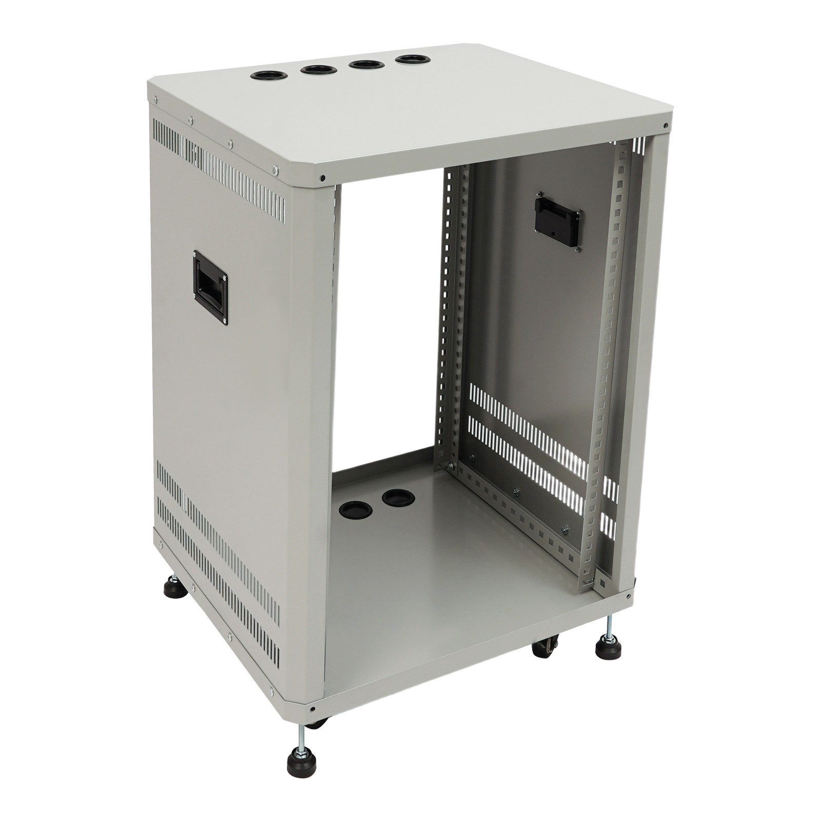 15U Network & Audio Rack With Feet & Wheels, Rolling Studio Rack Case 300lbs