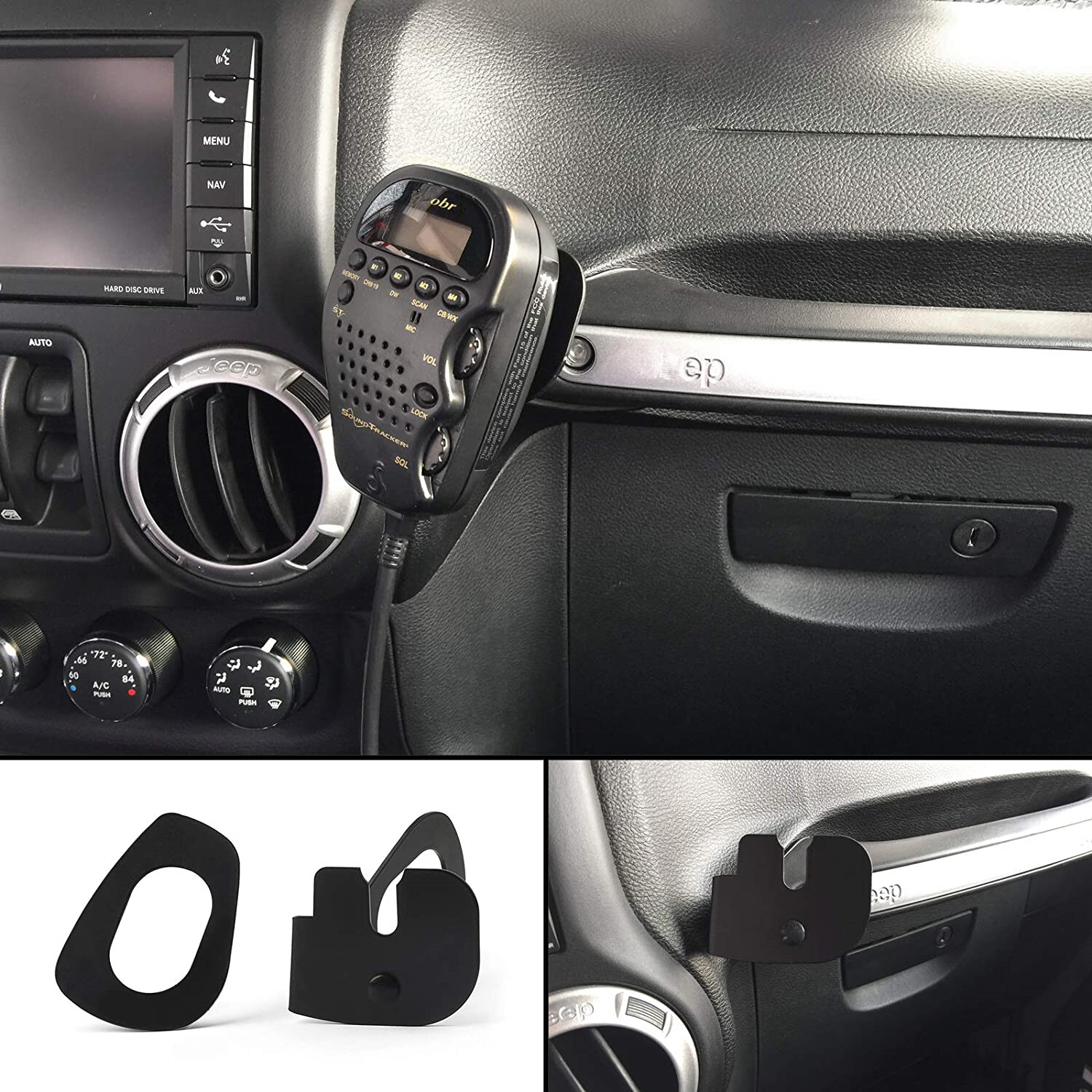 CB Mic Passenger GrabBar Microphone Holder Mounting Bracket for Jeep Wrangler JK