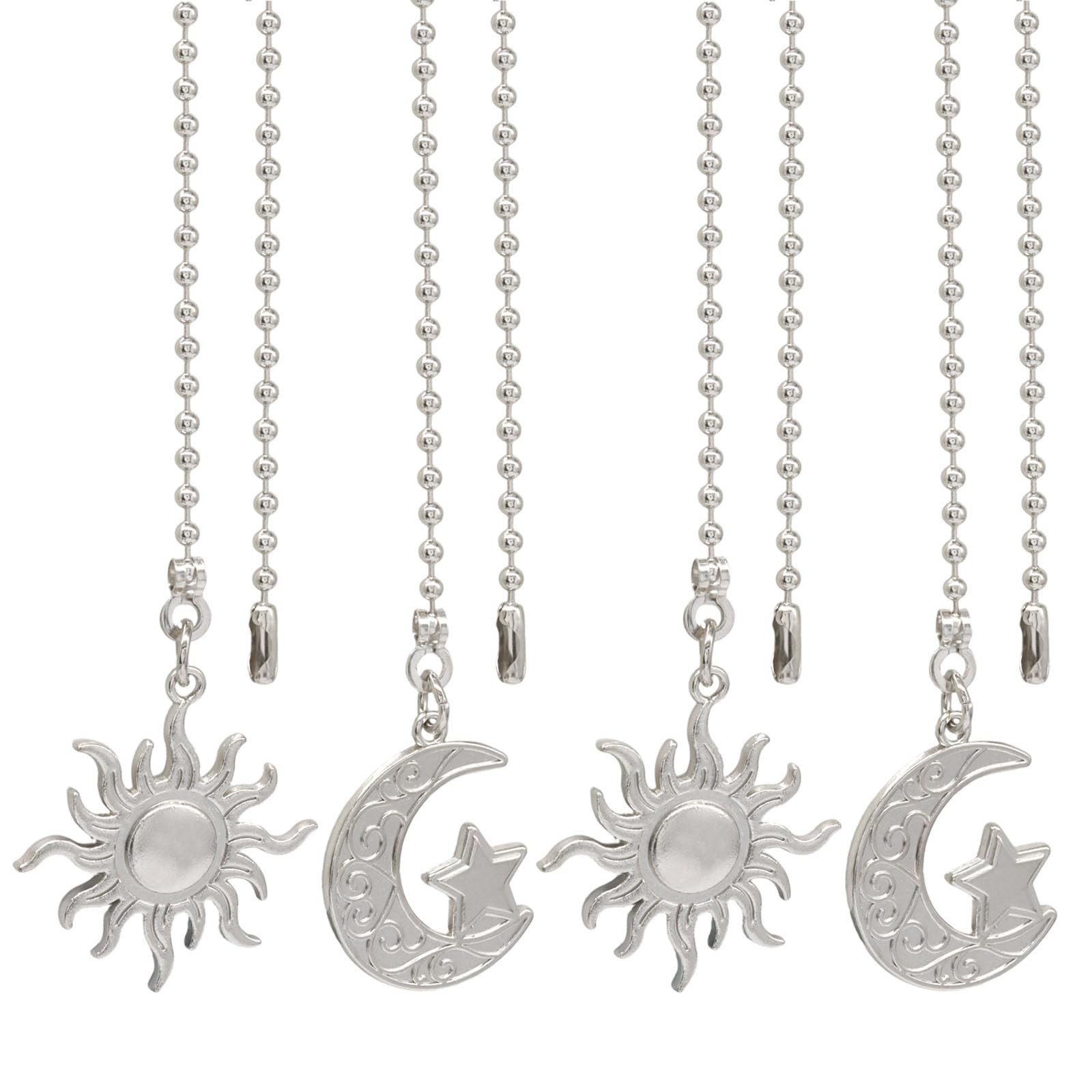 Sun and Moon Ceiling Fan Pull Chain,4PCS 12 Inch Fan Pull Chain Extension wit...
