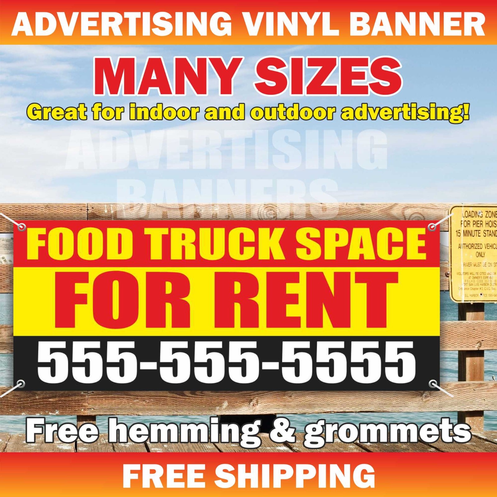 FOOD TRUCK SPACE FOR RENT Advertising Banner Vinyl Sign Lease Realtor Trailers