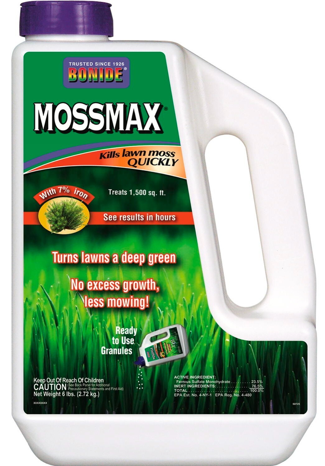 Bonide Mossmax 60725 Lawn & Garden Moss Killer Granules w Iron  6 Lb Shaker Jug