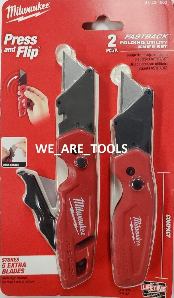 NEW PACK Milwaukee Fastback 48-22-1503 Folding Utility Knife St Drywall Electric