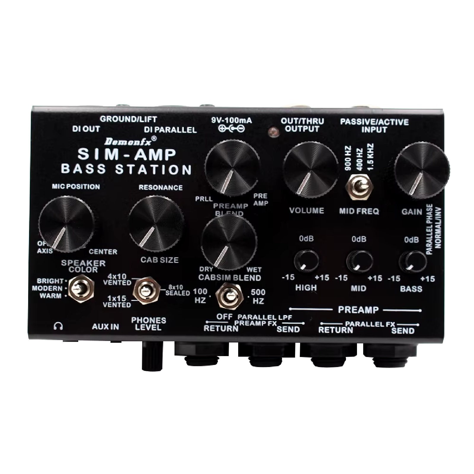 Demonfx SIM-AMP Simplifier Bass Station Preamp Simulator, Power Amp SIM, Stereo