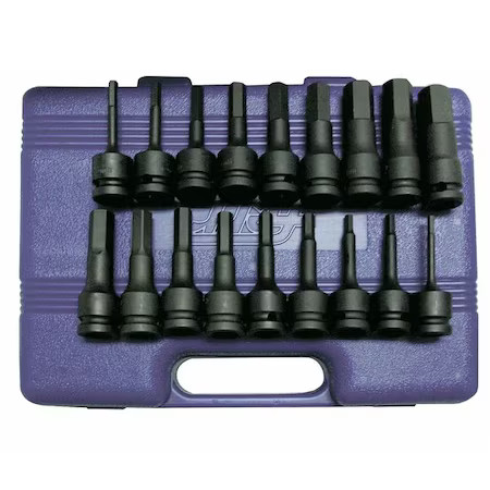 Westward 4Prh3 18-Piece Impact Bit Socket Set, 1/2 In Drive, Sae/Metric, 6
