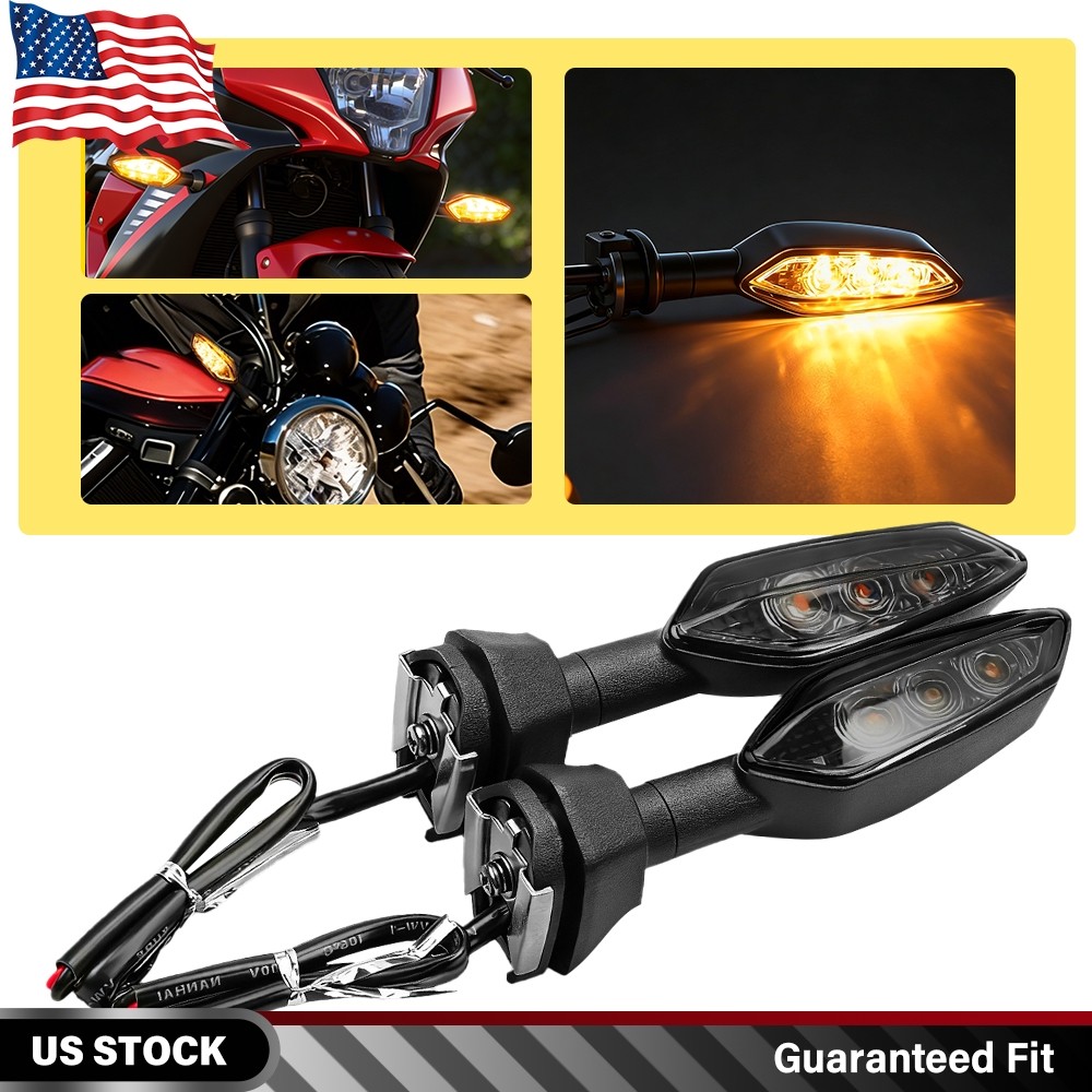 2X Motorcycle LED Turn Signal Light For KAWASAKI KLR 650 2009-2018 Smoked Lens