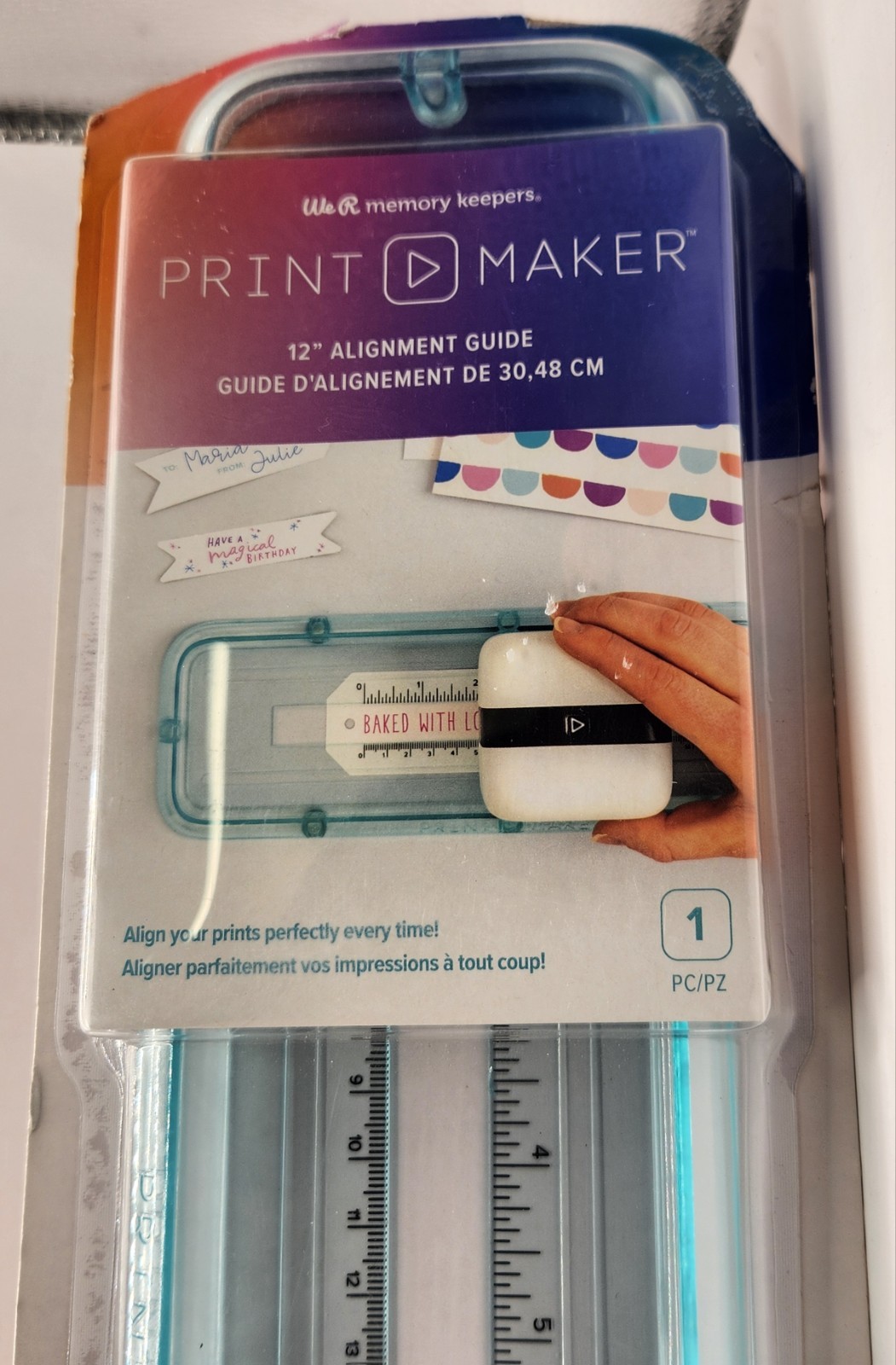 NEW We R Memory Keepers Print Maker 12"Alignment Guide + Ribbon And Washi Guide