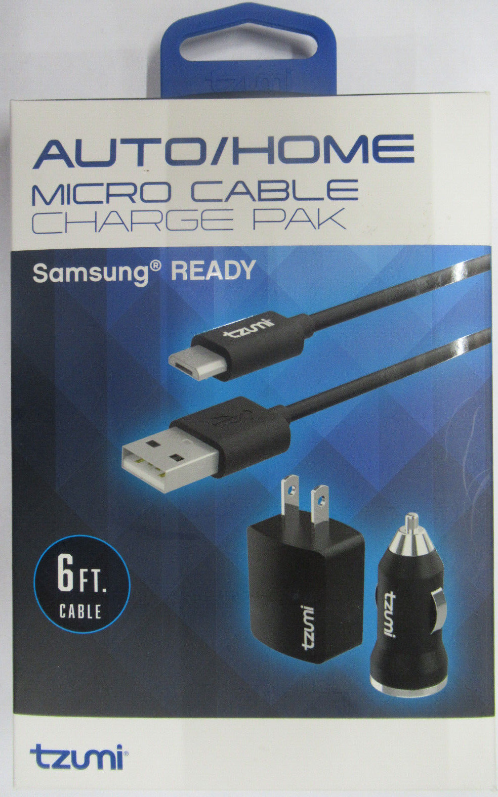 TZUMI  3670B  AUTO/HOME  MICRO CABLE CHARGE PAK SAMSUNG READY UPC: 817243036709
