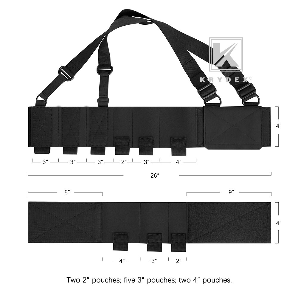 KRYDEX Concealed Carry Low-Vis 5.56 Ready Chest Rig Elastic Cummerbund Black