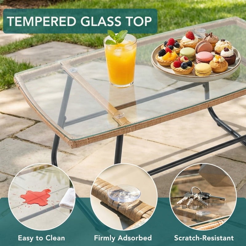 4 Piece Patio Furniture Set, Outdoor Patio Seating Set for Apartment Balcony