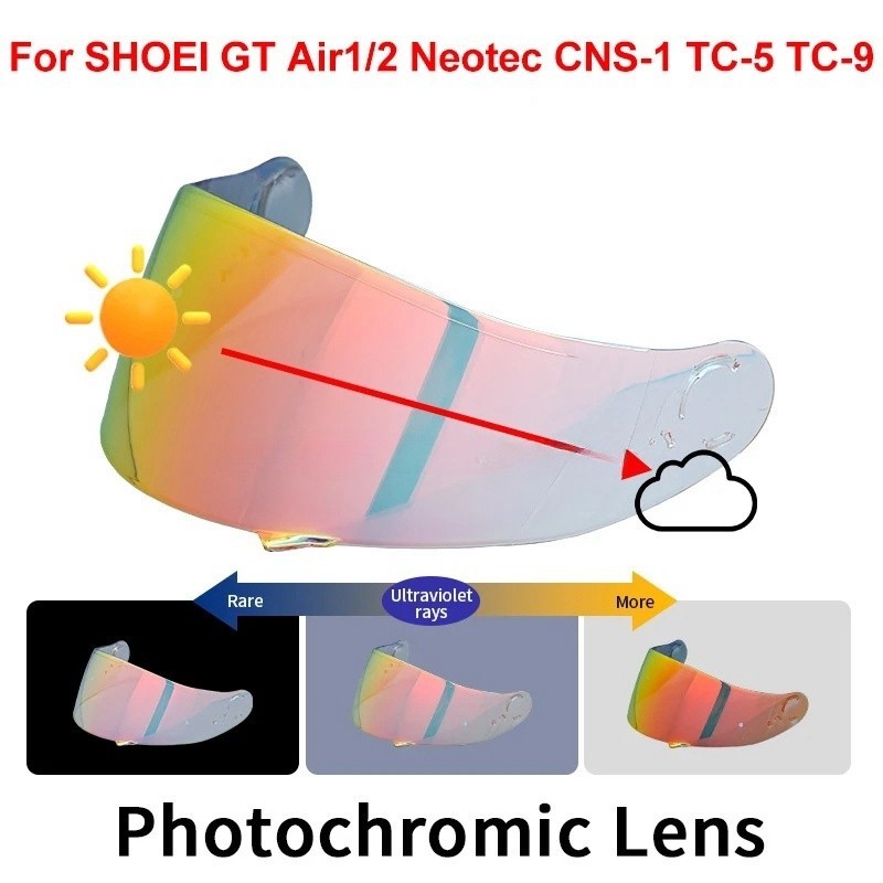 Photochromic Red Visor For SHOEI GT Air 1 GT Air 2 Neotec 1 CNS-1 CNS1 TC-5/9