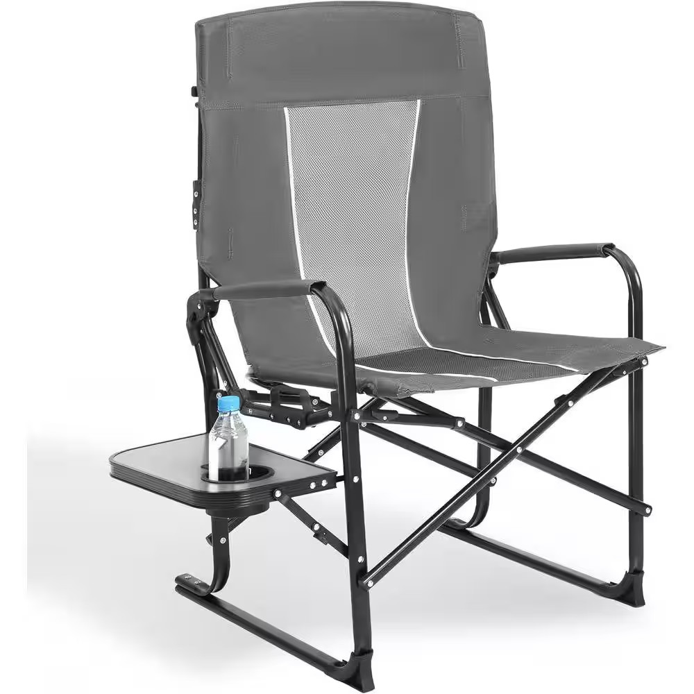 Gray Heavy-Duty 600D Oxford Fabric Camping Outdoor Chairs with Folding and Reinf