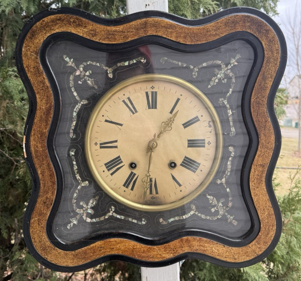 Antique C 1880 French Comtoise Gallery Wall Clock SEE VIDEO - RARITY - SERVICED