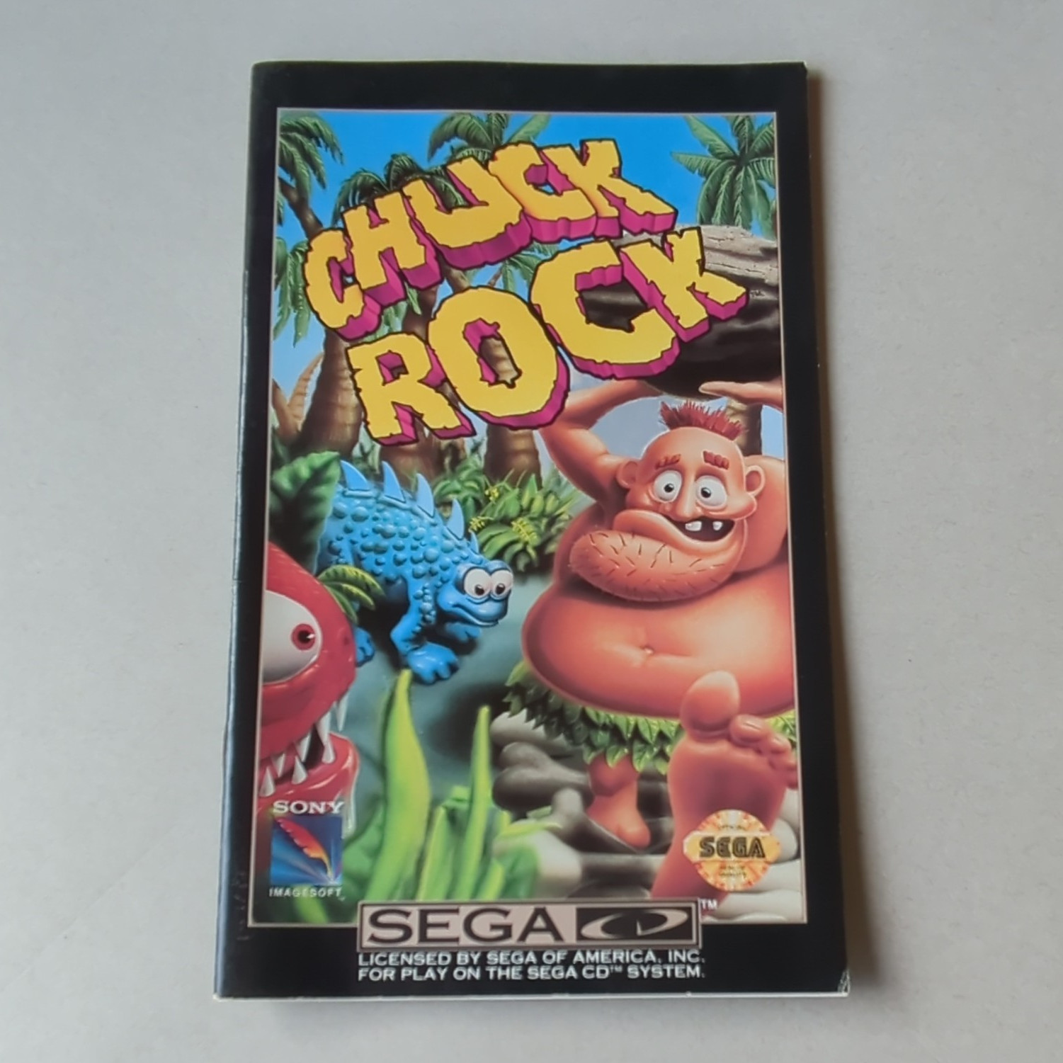 SEGA Chuck Rock Original English Instruction Booklet Manual for Sega CD