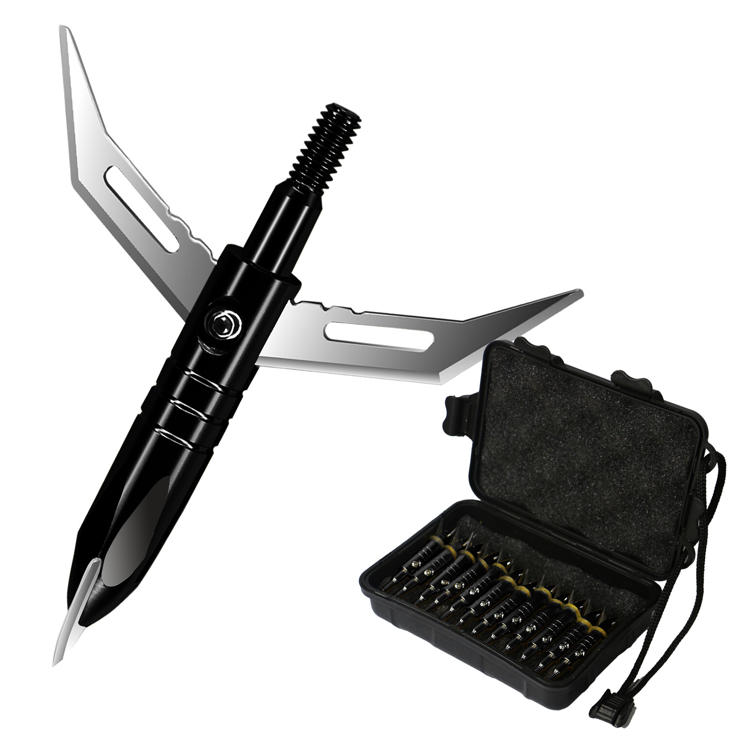 12pcs Black Demon Broadheads Cut Expandable Crossbow Arrow Tips Box-packed
