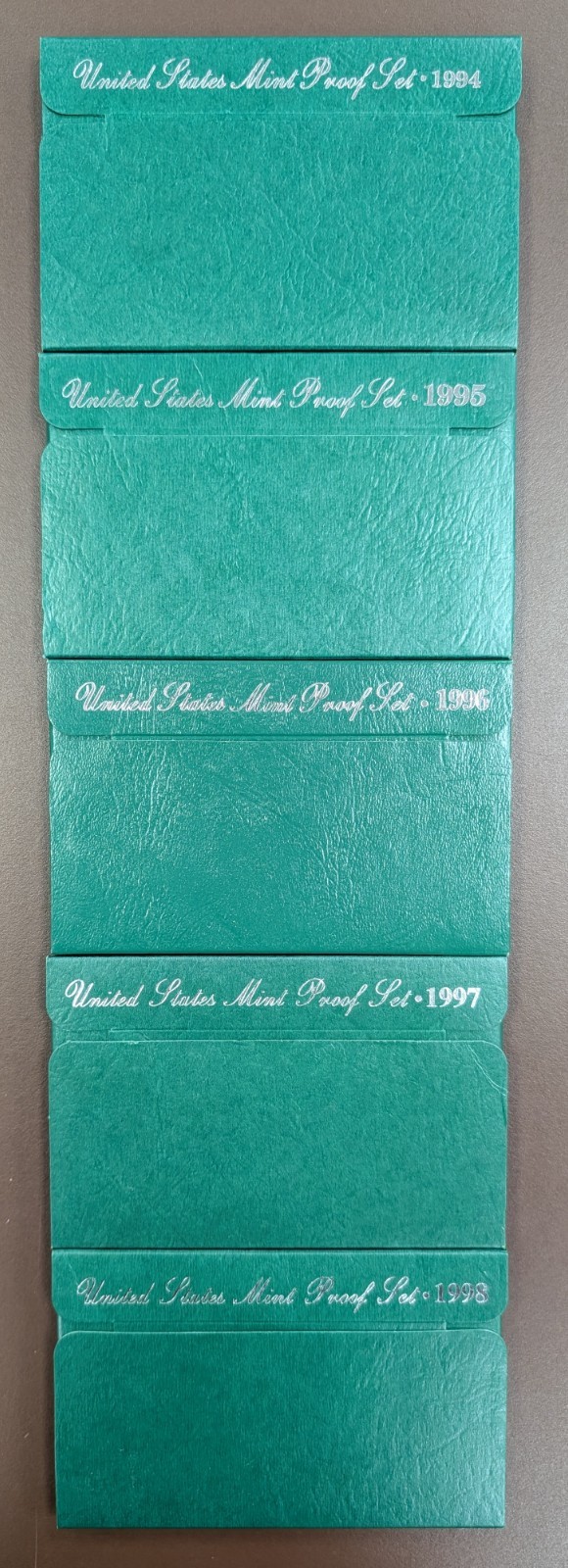 1994-1998 U.S. Mint Proof Sets OGP Box & COA Lot of (5) Annual Sets