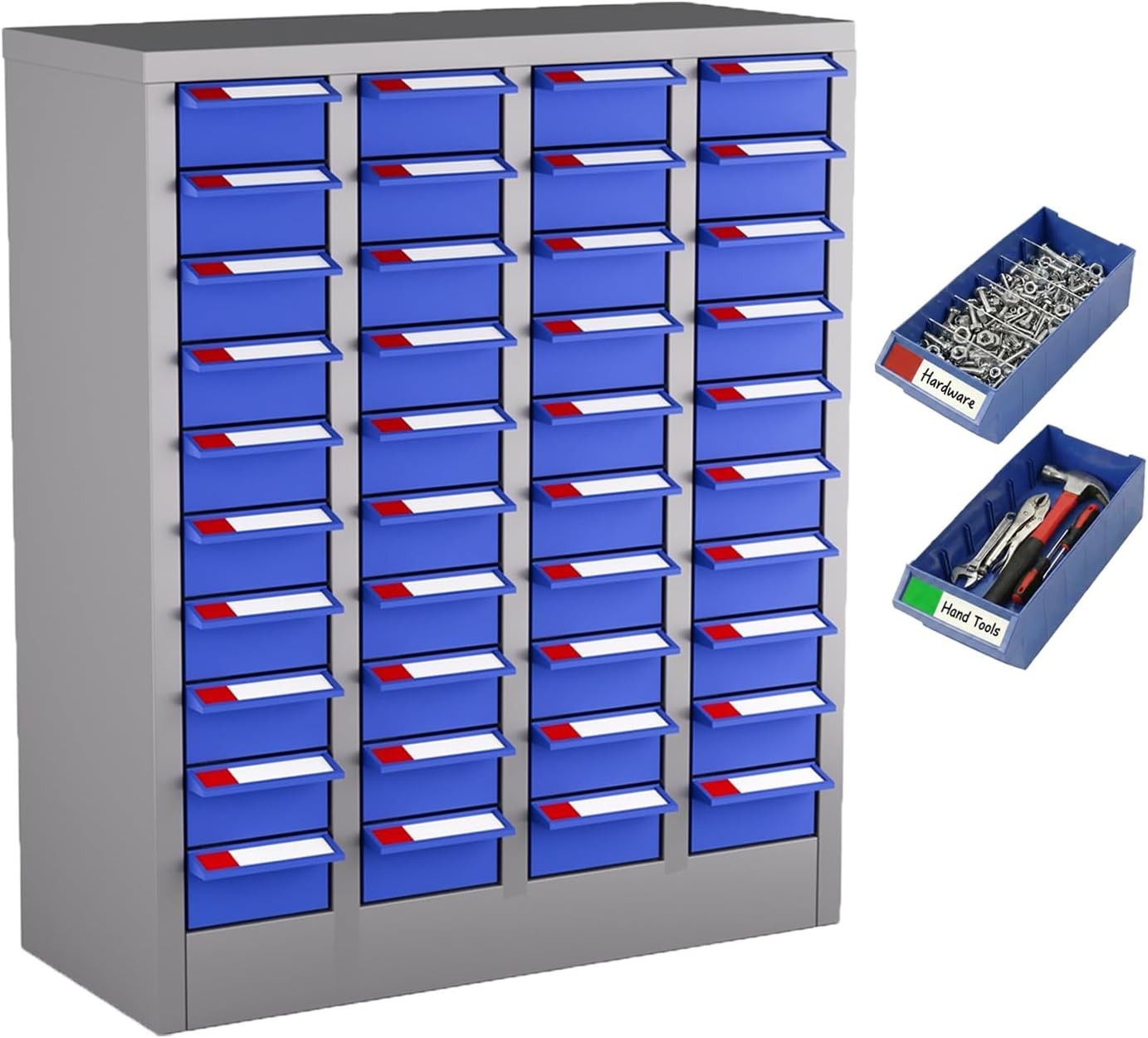 40 Drawer Parts Cabinet with 40 Labels, 200 Dividers, Alloy Steel Bolt and Nut T