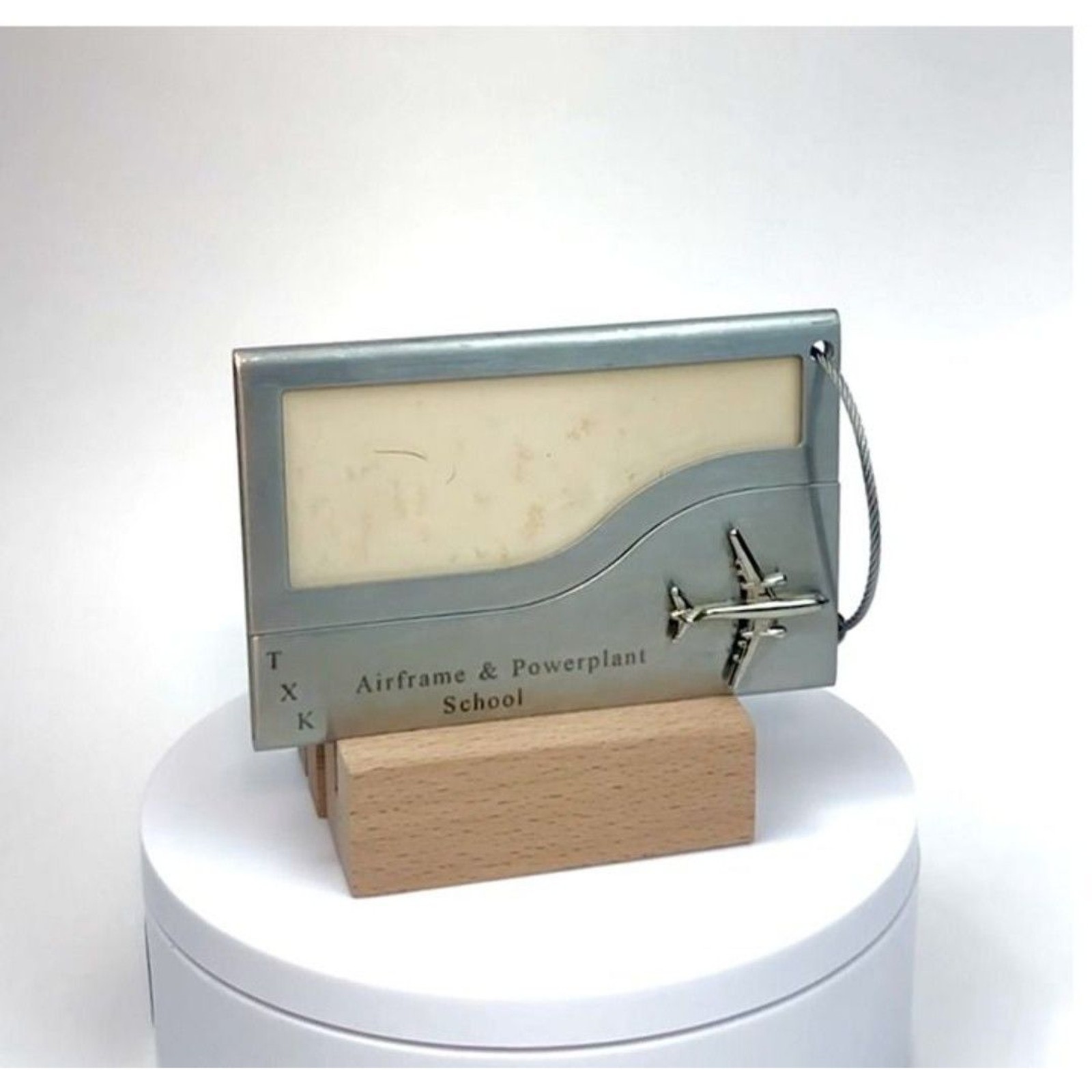 Vintage ID Luggage Tag 3D Airplane Jet Aluminum Aviation Travel Collectible