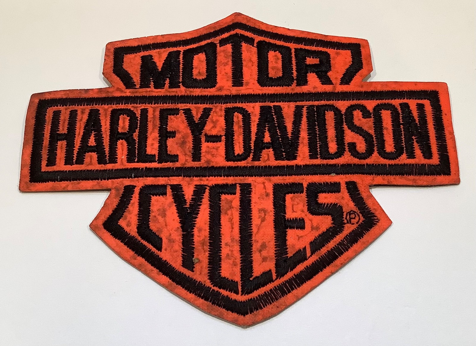 Vintage Harley Davidson Unique Black Print Orange Background Shield Unused