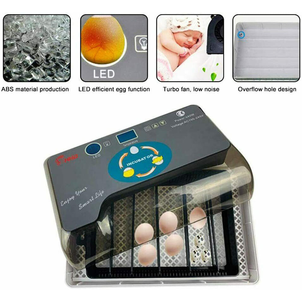 12 Eggs Incubator Automatic Eggs Hatcher For Chicken Quail Poultry Hatching US
