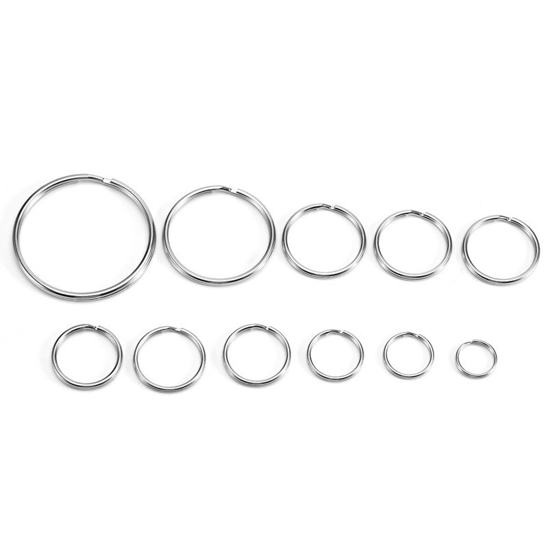 10/20x Stainless Steel Split Key Ring Round Wire Keychain Jump Ring Metal Loop