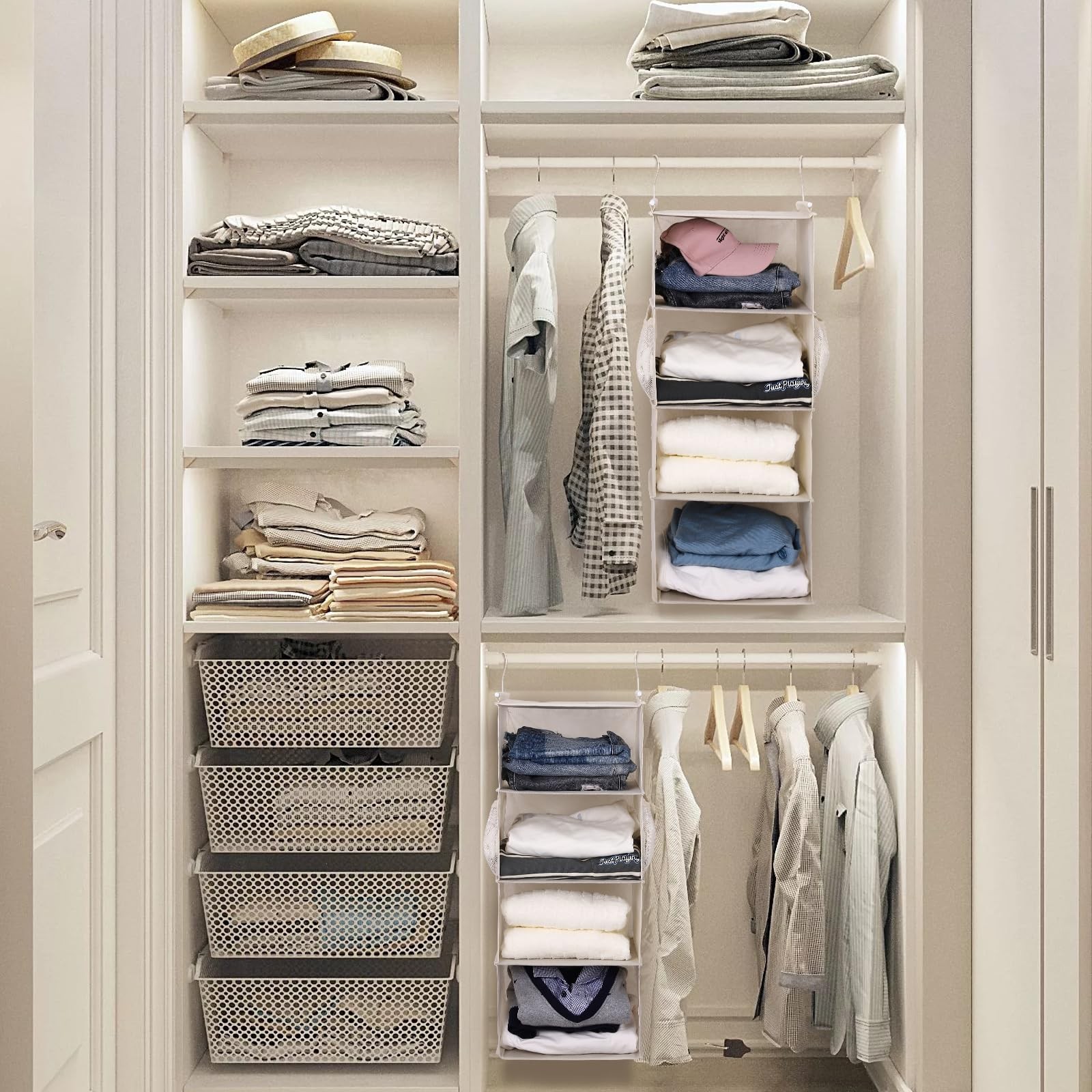 MAX Houser 4 Tier Shelf Hanging Closet Organizer Space SaverCloset Hanging Sh...