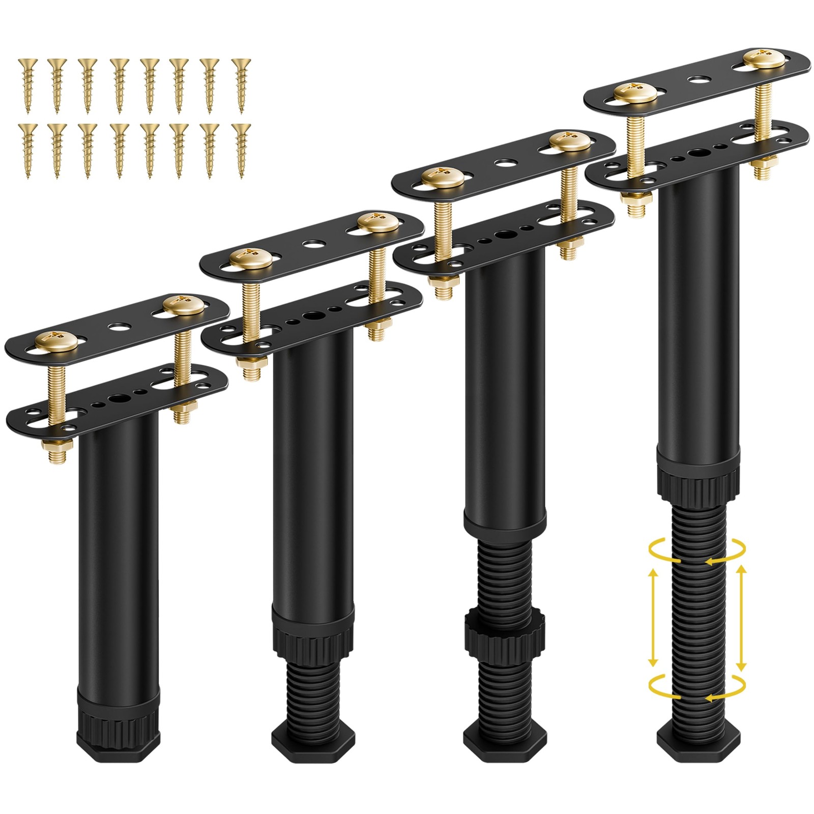 4 Pcs Adjustable Height Bed Support Legs 7.08-12.5 inch with Locking Ring, Be...