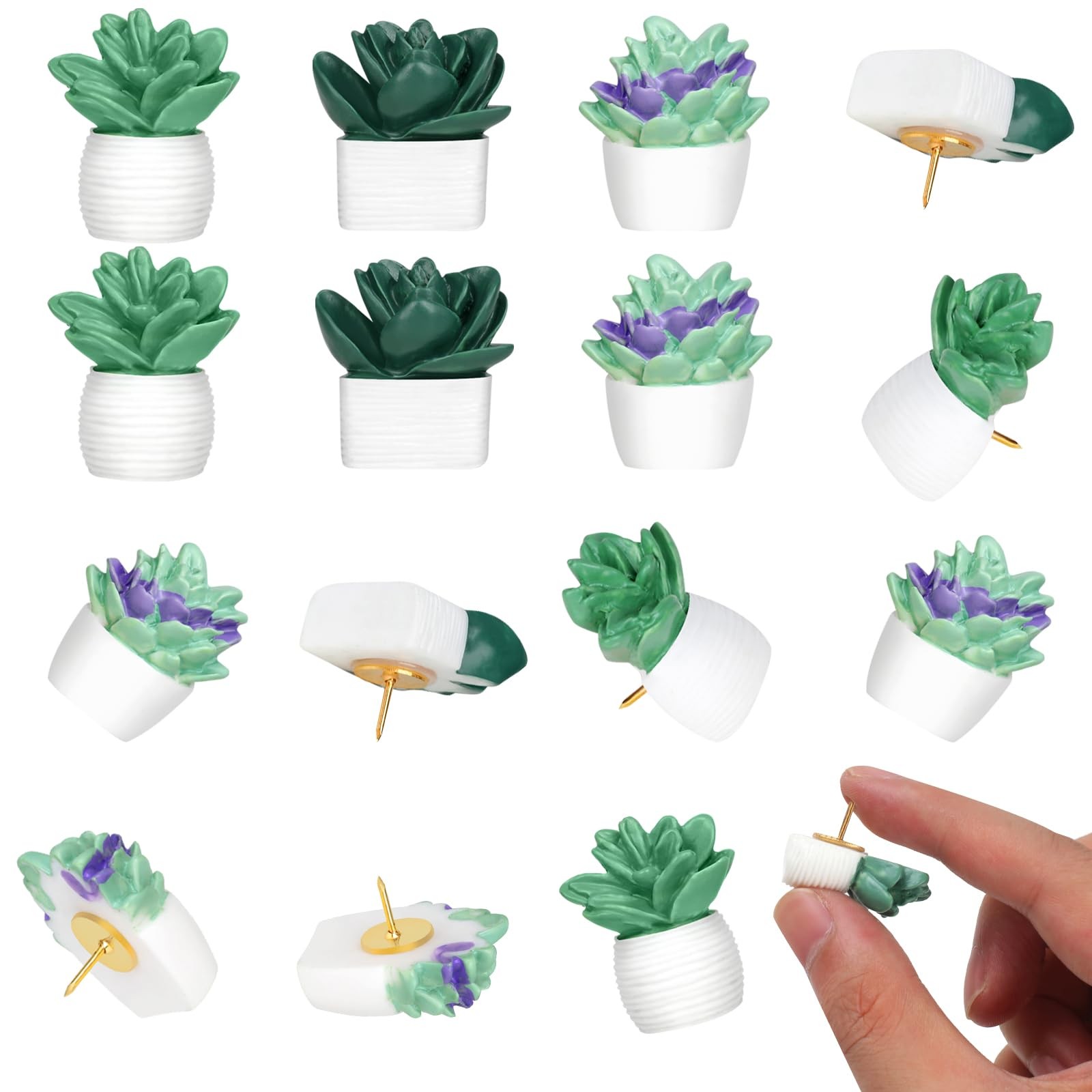 20 Pieces Cute Succulent Plants Decorative Push Pins Colorful Floret Thumbtacks