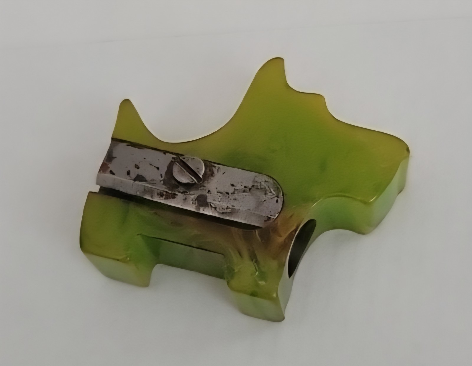 Vintage Bakelite Green Dog Pencil Sharpener