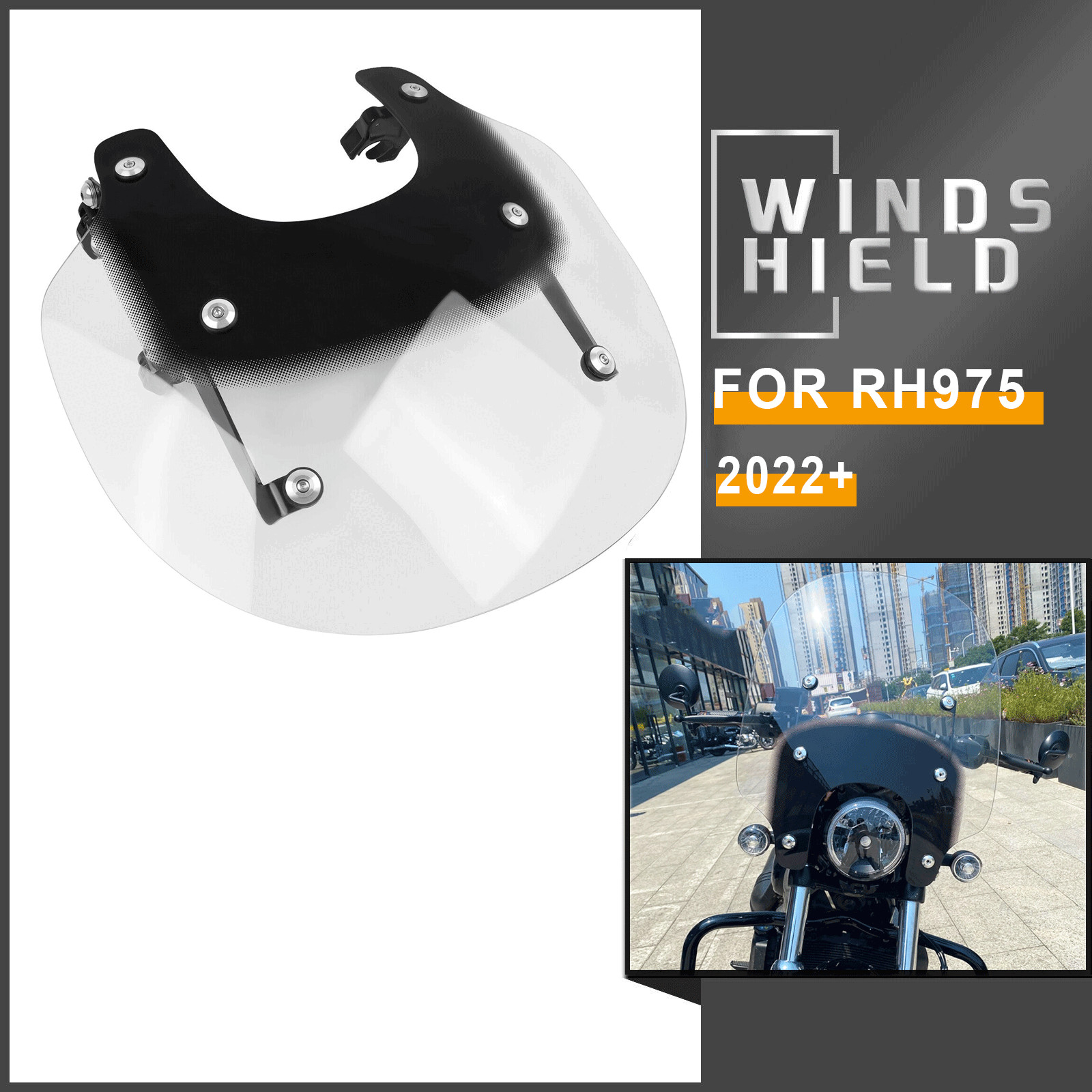 Compatible With Harley Nightster RH975 2022-2024 Windshield w/Bracket Windscreen
