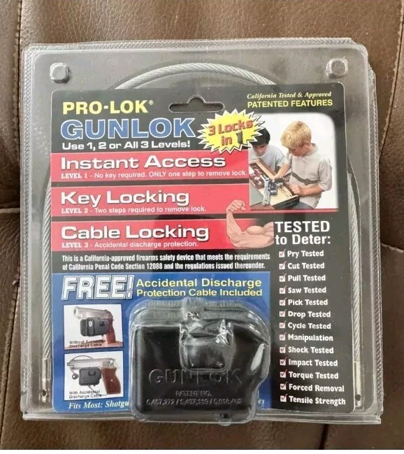 Pro-Lok Gunlok 3 Locks in 1 - Instant Access, Key Locking, Cable Locking NEW