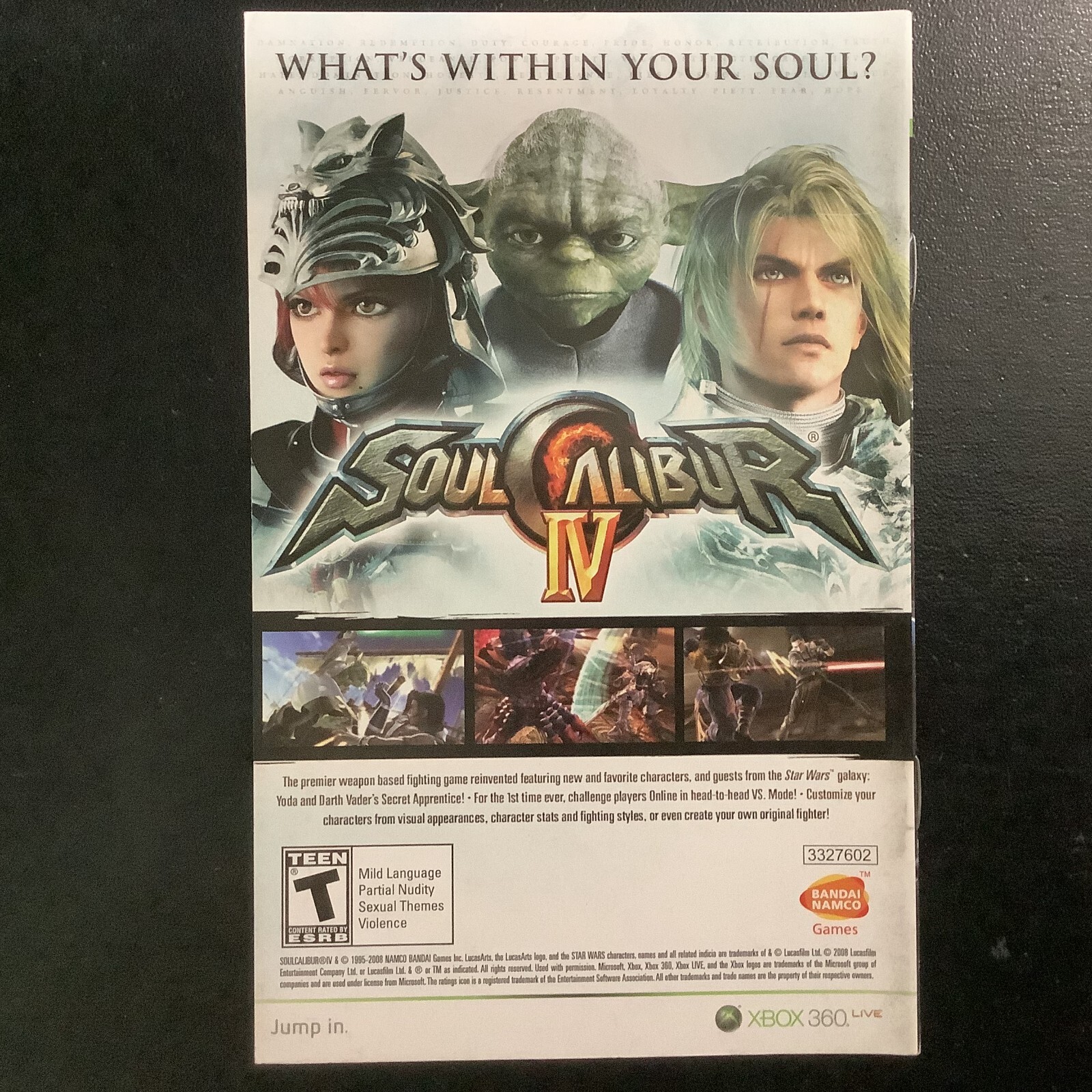 Star Wars The Force Unleashed Xbox 360 Instruction Manual Only