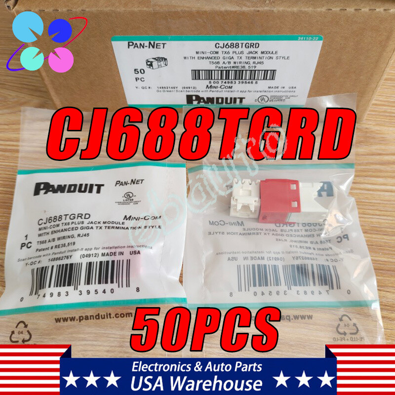 Brand New For Panduit Category Cat 6 Jacks RJ45 CJ688TGRD BOX OF 50 Color RED