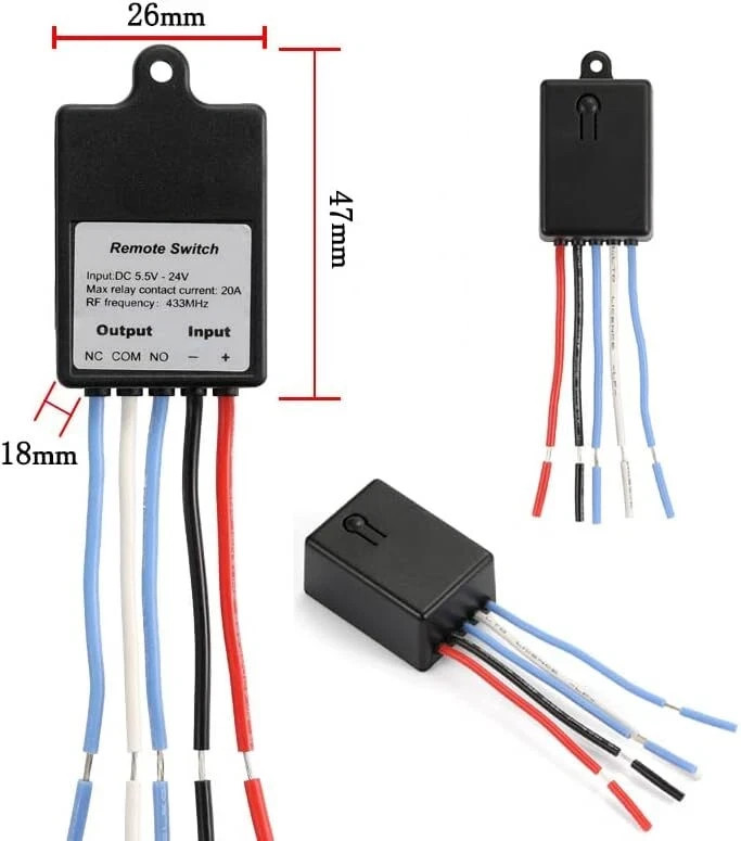 Mini Wireless Remote Control Switch DC 12V 24V 1 Channel RF Relay Latched Switch