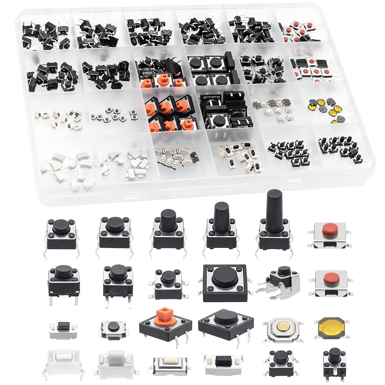 240 Pcs 24 Value Micro Momentary Tactile Switch Assortment Kit