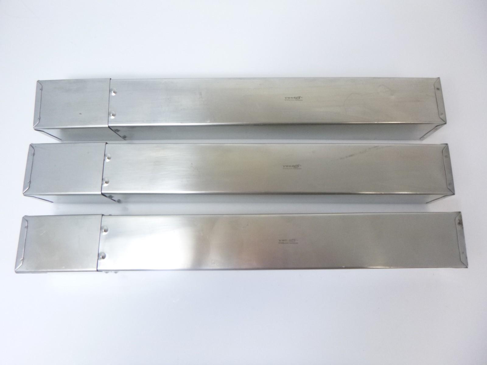 VWR Stainless Steel SST Pipette Can Sterilizing Box 5 x 5 x 42.5 cm - Lot of 3