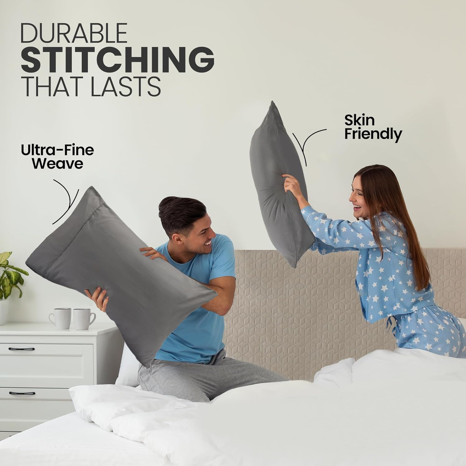 Pillow Covers by - Queen Size 2-Pack – Soft Brushed Microfiber – Perfect for Ho