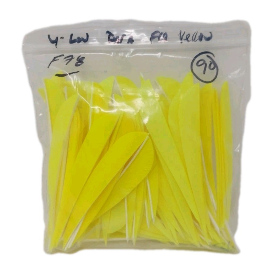 90 Count Archery Arrow Feathers 4" Left Wing: Parabolic Fluorescent Yellow