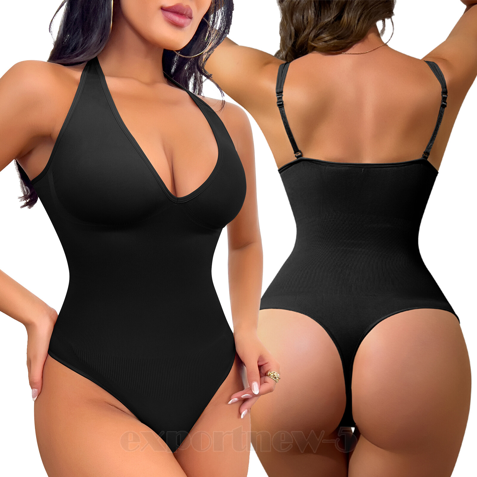 Snatched Bodysuit for Women Tummy Control Shapewear Body Shaper Halter Deep V