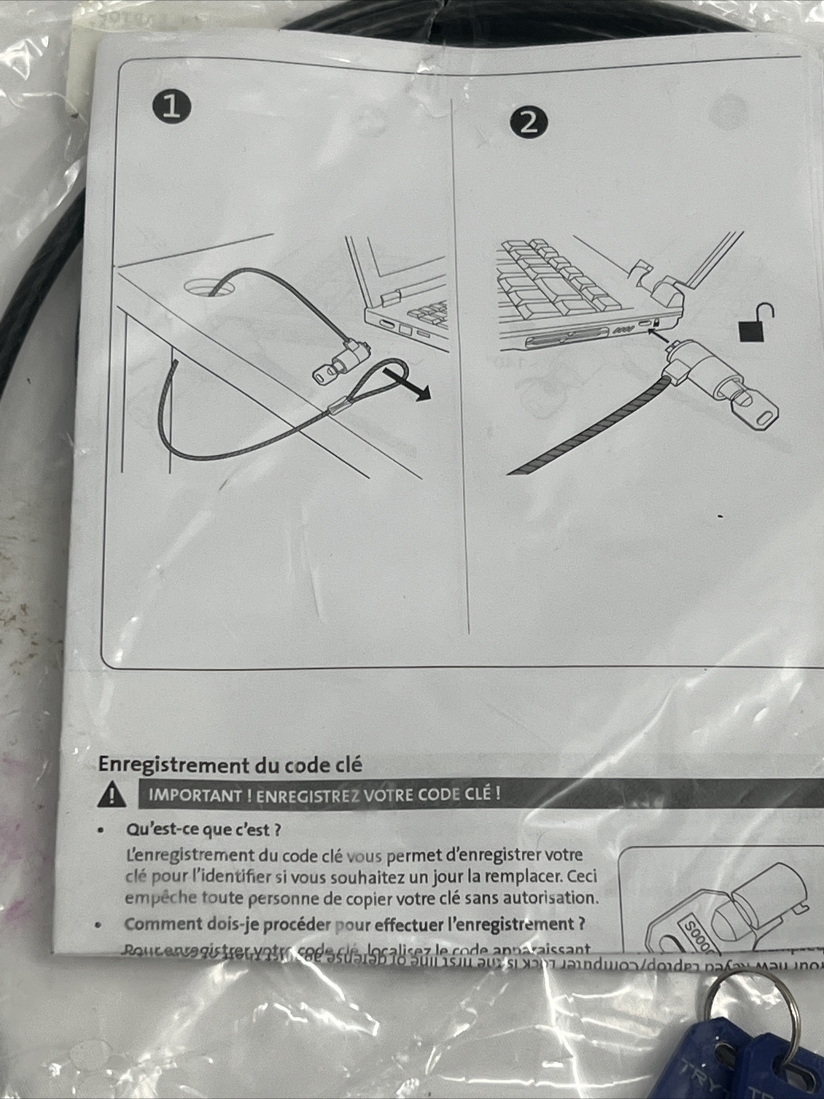 Tryten Laptop Lock Pro Keyed Alike Security Cable Lock Translucent Dark 6 Ft