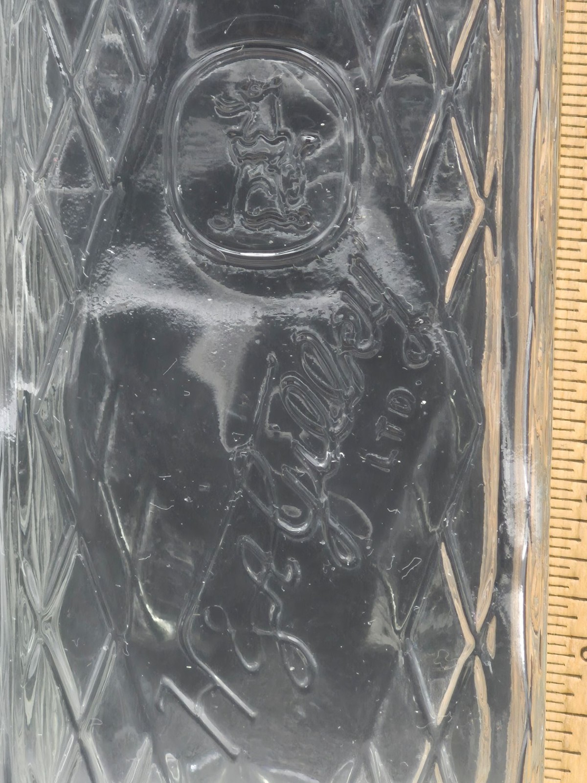 Vintage Embossed H&A Gilley Ltd. Gin Bottle, 11"