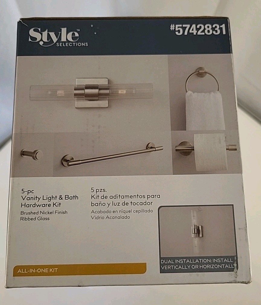 STYLE SELECTIONS 5 pc vanity light/bath hardware kit-brushed nickel 5742831