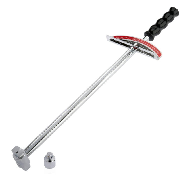 Llave dinamométrica doble 3/8” y 1/2”, estilo viga, 0-150 ft-lbs, acero premium